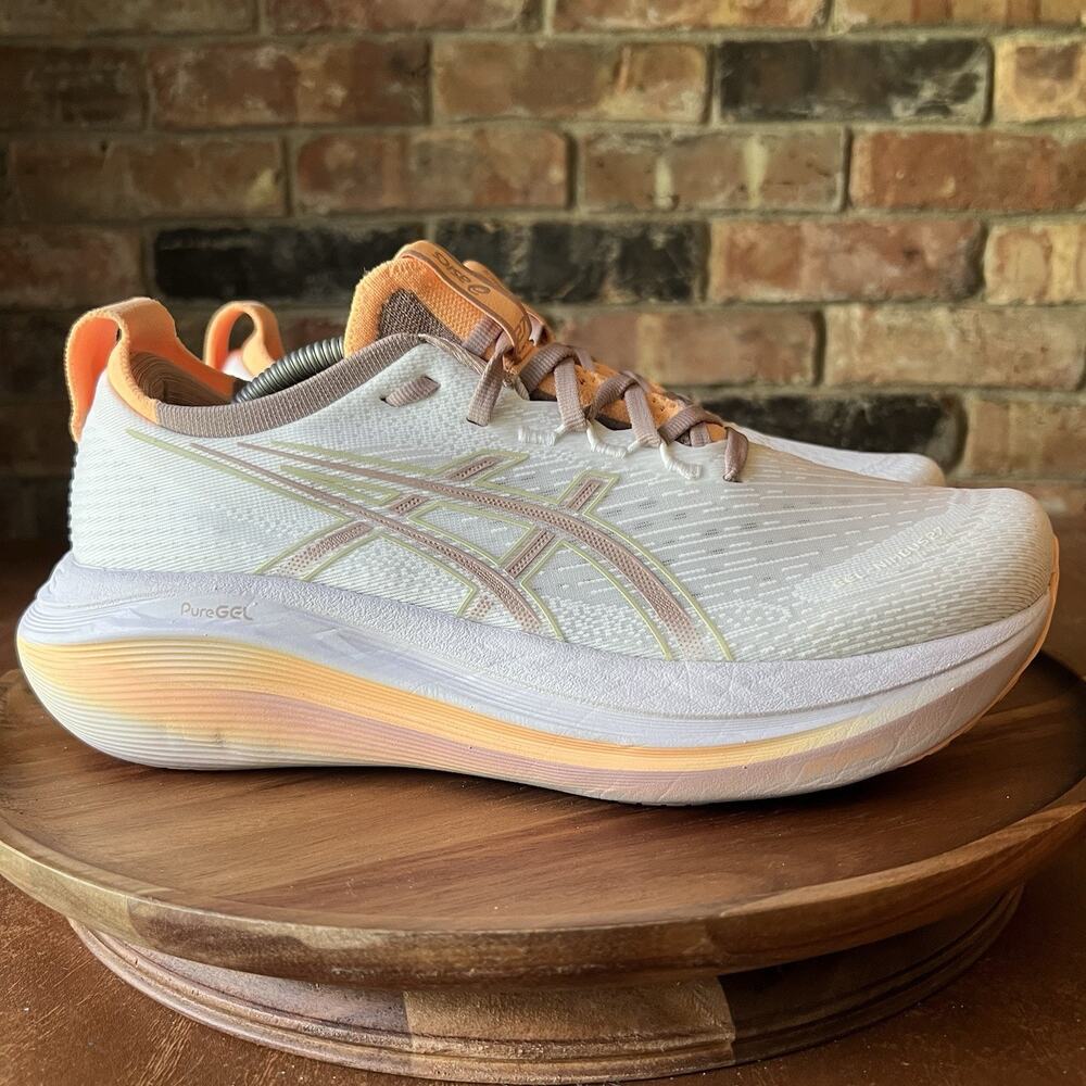Asics Gel Nimbus 27 Womens Size 9 White Orange Athletic Running Shoes Sneakers - Picture 9 of 16